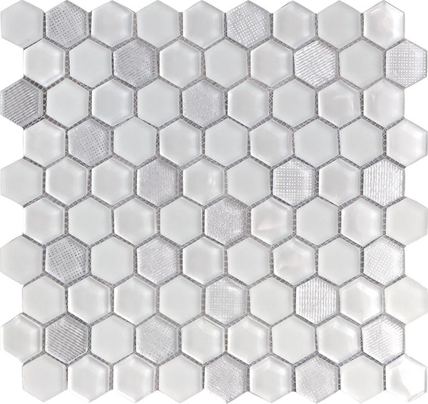 ICELAND GEYSER HEx Glass Mosaic Tile.