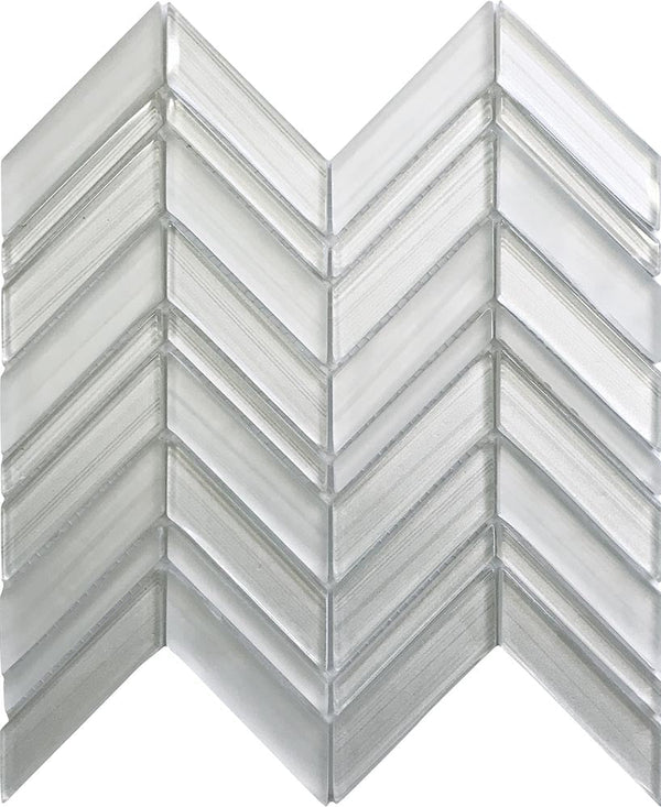 ICELAND NORDIC CHEVRON Glass Mosaic Tile.