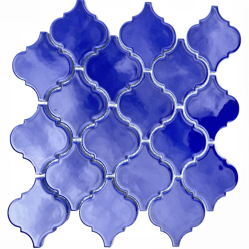 Cobalt Blue Arabesque Porcelain Tile - Onlinetileshop.com