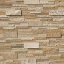 Ivory & Noce Travertine Multi Blend 6x24 Stacked Stone Ledger Panel.