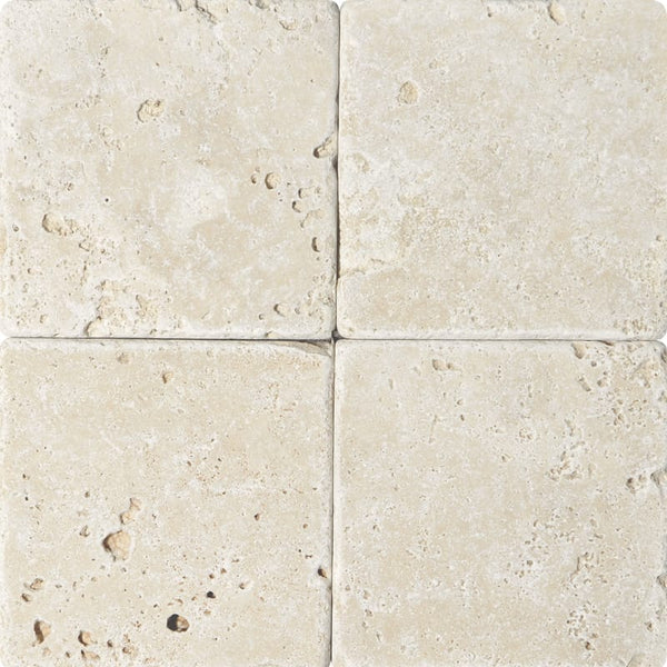 Ivory Travertine 4x4 Tumbled Tile.