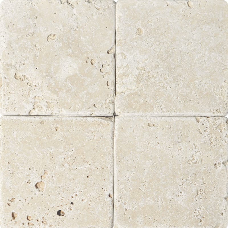 Ivory Travertine 4x4 Tumbled Tile.