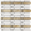 Marbella Cadiz Eastern White / Beige Travertine Mosaic Tile.