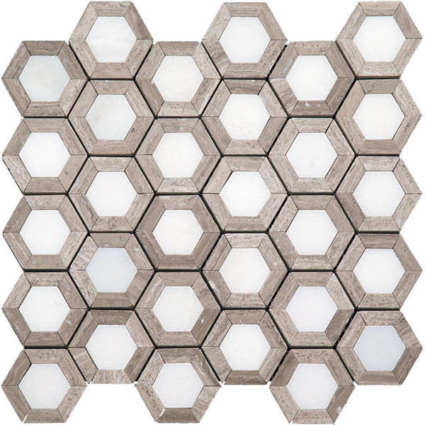 Marbella Gibraltar Wooden Gray / Eastern White Mosaic Tile.
