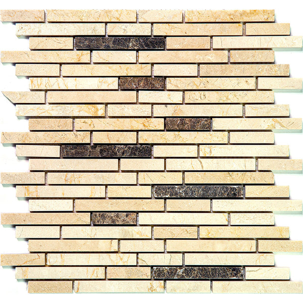 Marbella Old City Crema Marfil/emperador Dark Mosaic Tile.