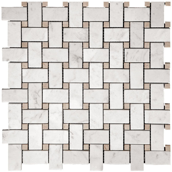 Marbella Plaza Bianco Carrara / Eastern Beige Mosaic Tile.