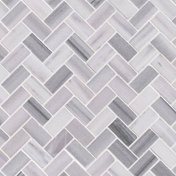 Marmara Marble 1x2 Herringbone Polished Mosaic Tile.