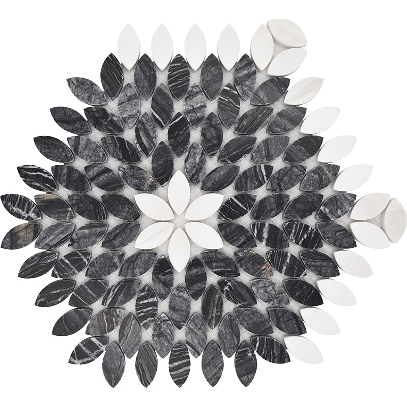 MICRONESIA KIRIBATI Wood Black, Dolomite Mosaic Tile.