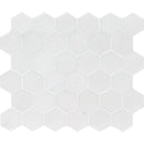 Mont Blanc White Marble 2x2 Hexagon Honed Mosaic Tile.