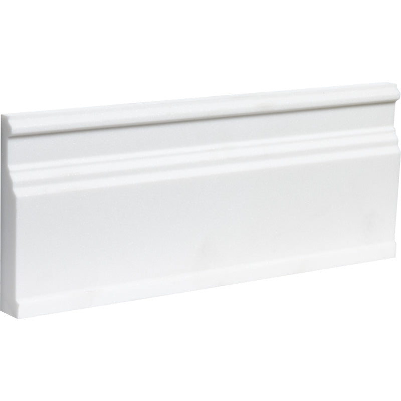 Mont Blanc White Marble Honed Baseboard Molding.