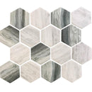 NANTUCKET MADAKET HEx Recycled glass Mosaic Tile.
