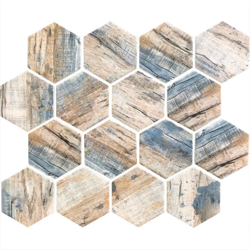 NANTUCKET SURFSIDE HEx Recycled glass Mosaic Tile.