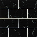 Nero Marquina 3x6 Subway Glass Mosaic Tile.