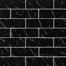 Nero Marquina 3x9 Subway Glass Mosaic Tile.