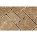 Noce Travertine Mini Pattern Tumbled Mosaic Tile.