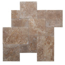 Noce Travertine Paver 3cm Tumbled Versailles Pattern.