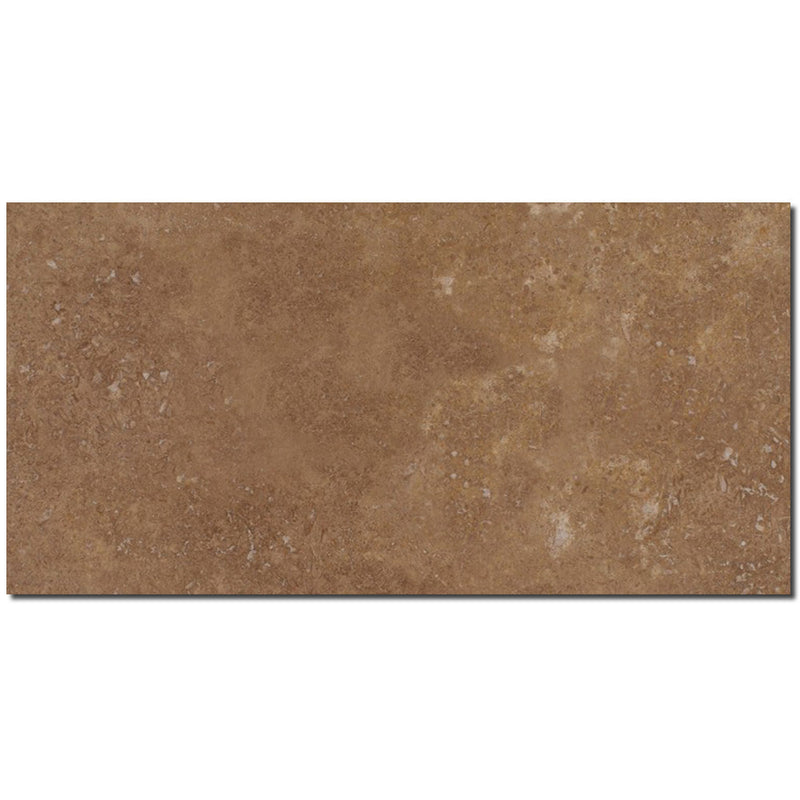 Noce Travertine 12x24 Filled Honed Straight Edge Tile.