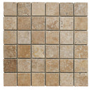 Noce Travertine 2x2 Tumbled Mosaic Tile.