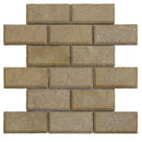 Noce Travertine Deep Beveled 2x4 Honed Mosaic Tile.