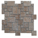 Noce Travertine Micro Mini Pattern Tumbled Mosaic Tile.