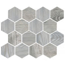 OREGON  GREY WOOD HEx Porcelain Mosaic Tile.