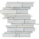 Oriental White Polished Marble Random Strip Mosaic Tile.
