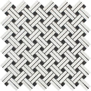 Oriental White Polished Marble Stanza Mosaic Tile w/ Black Dots.