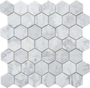 Rockart Carrara Marble 2x2 Hexagon 12x12 Porcelain Mosaic Tile.