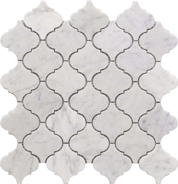 Rockart Carrara Marble Lantern 12x12 Mosaic Tile.