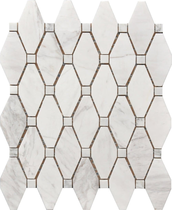 Rockart Large Marble Rhombus 12x12 Porcelain Mosaic Tile.