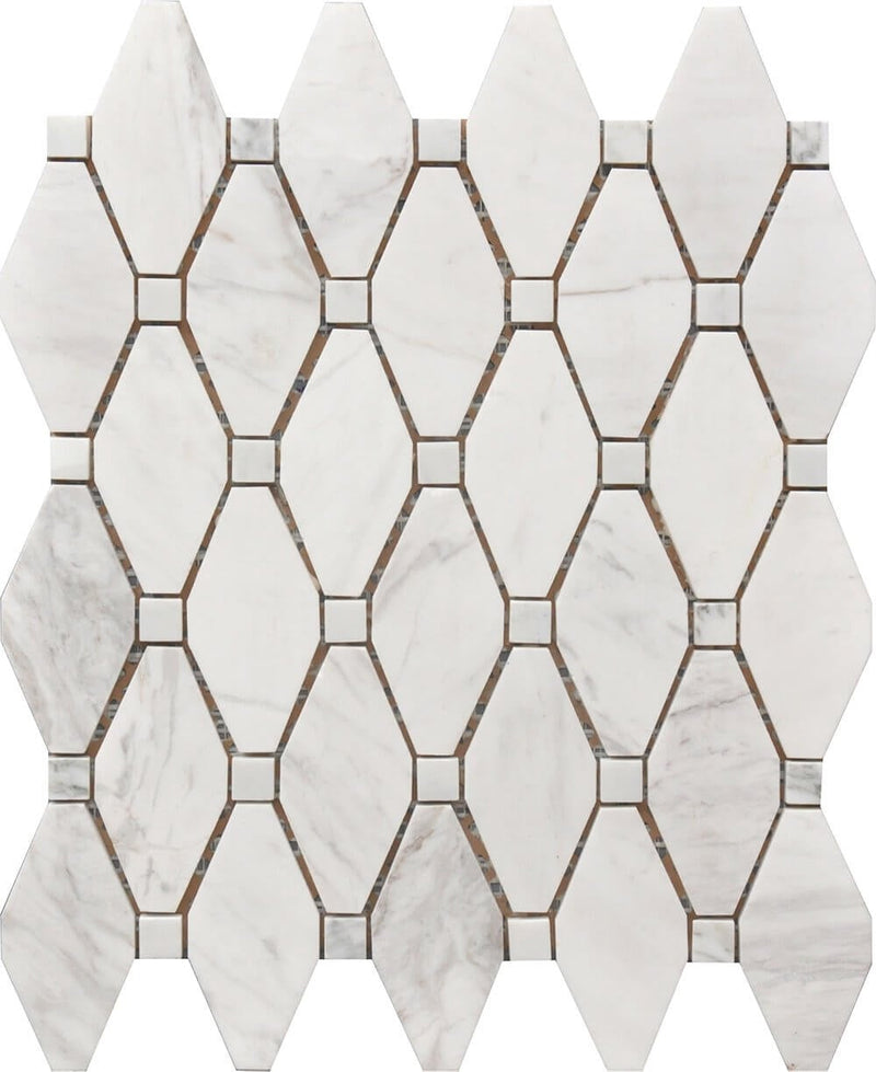 Rockart Large Marble Rhombus 12x12 Porcelain Mosaic Tile.