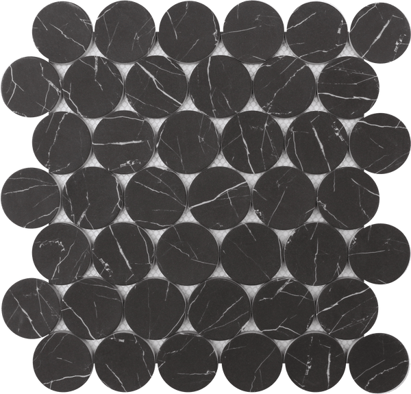 Rockart Nero Marquina Dots 12x12 Mosaic Tile.
