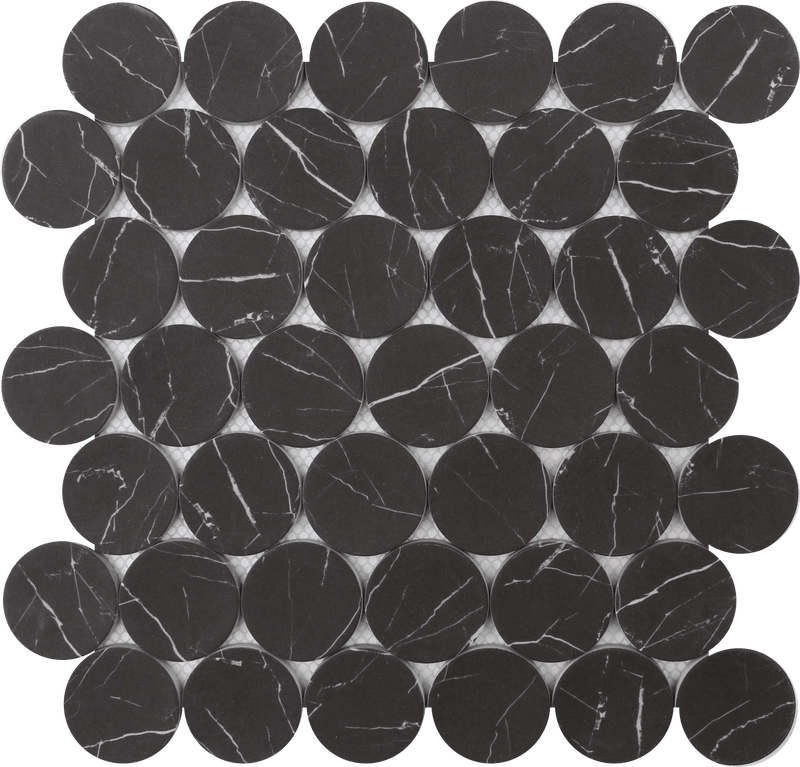 Rockart Nero Marquina Dots 12x12 Mosaic Tile.