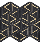 Rockart Nero Marquina Metal Geo 12x14 Marble Mosaic Tile.
