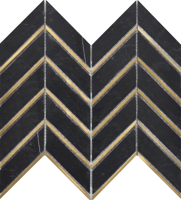 Rockart Nero Metal Arrow 10x12 Marble Mosaic Tile.