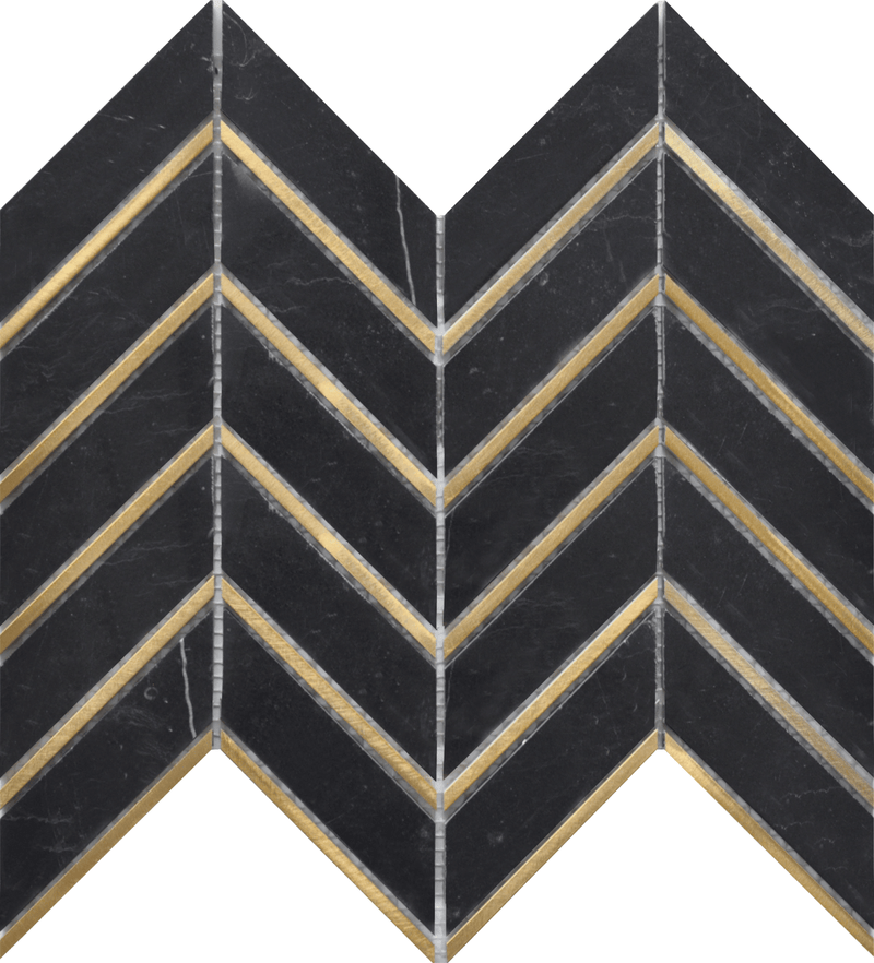 Rockart Nero Metal Arrow 10x12 Marble Mosaic Tile.
