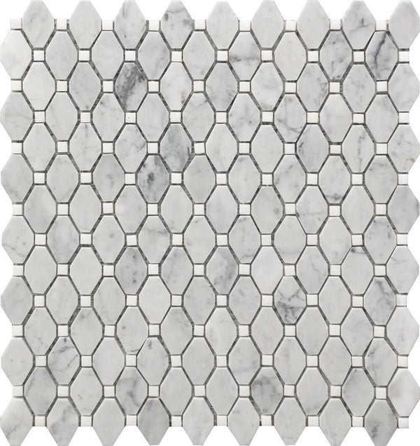 Rockart Small Marble Rhombus 12x12 Porcelain Mosaic Tile.