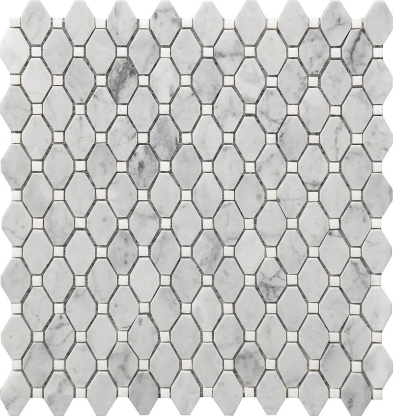 Rockart Small Marble Rhombus 12x12 Porcelain Mosaic Tile.