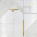 Rockefeller White Nouveau Eastern White, Brass Mosaic Tile.