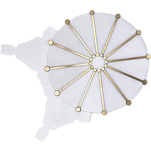 ROCKEFELLER White Sunburst Eastern White, Brass Mosaic Tile.