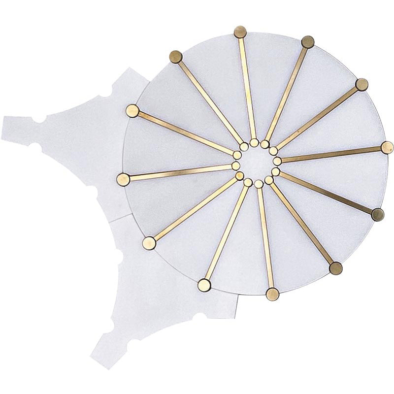 ROCKEFELLER White Sunburst Eastern White, Brass Mosaic Tile.