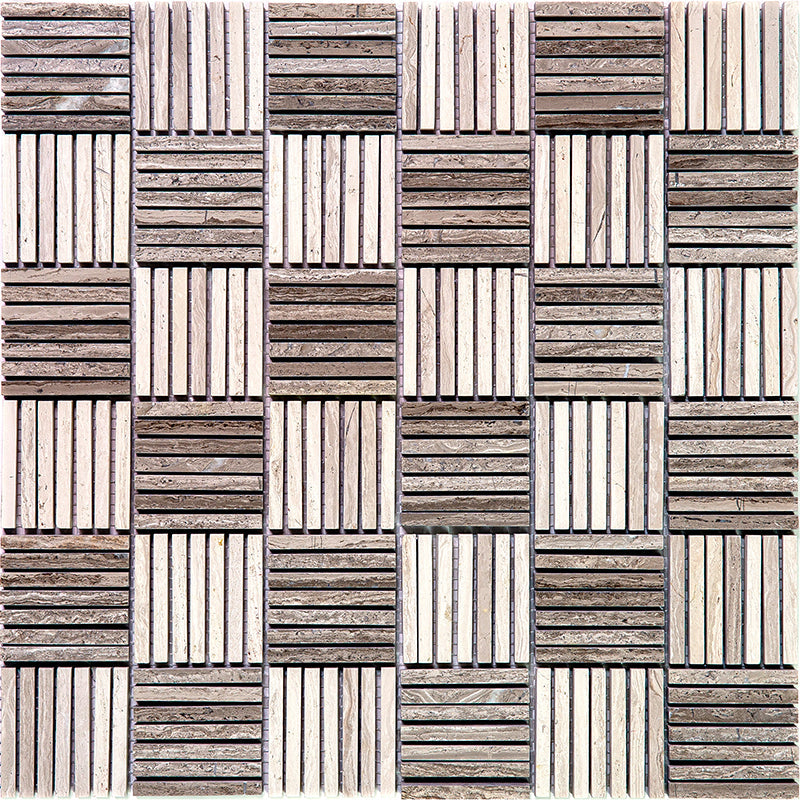 Savannah Kayton Wooden Gray Mosaic Tile.