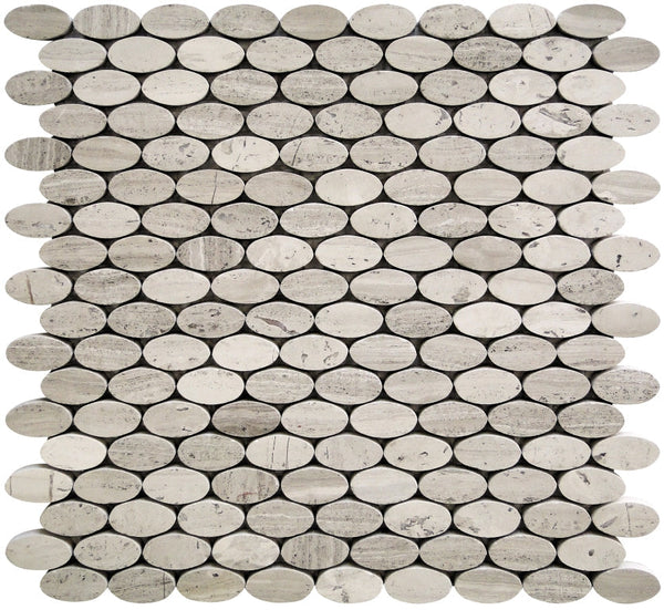 Savannah Quenelle Wooden Gray Mosaic Tile.