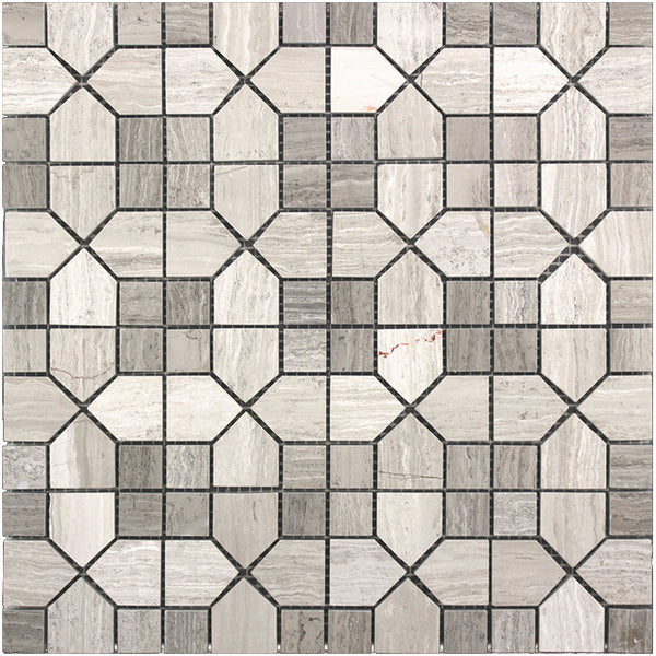 Savannah Savannah Square Wooden Gray Mosaic Tile.