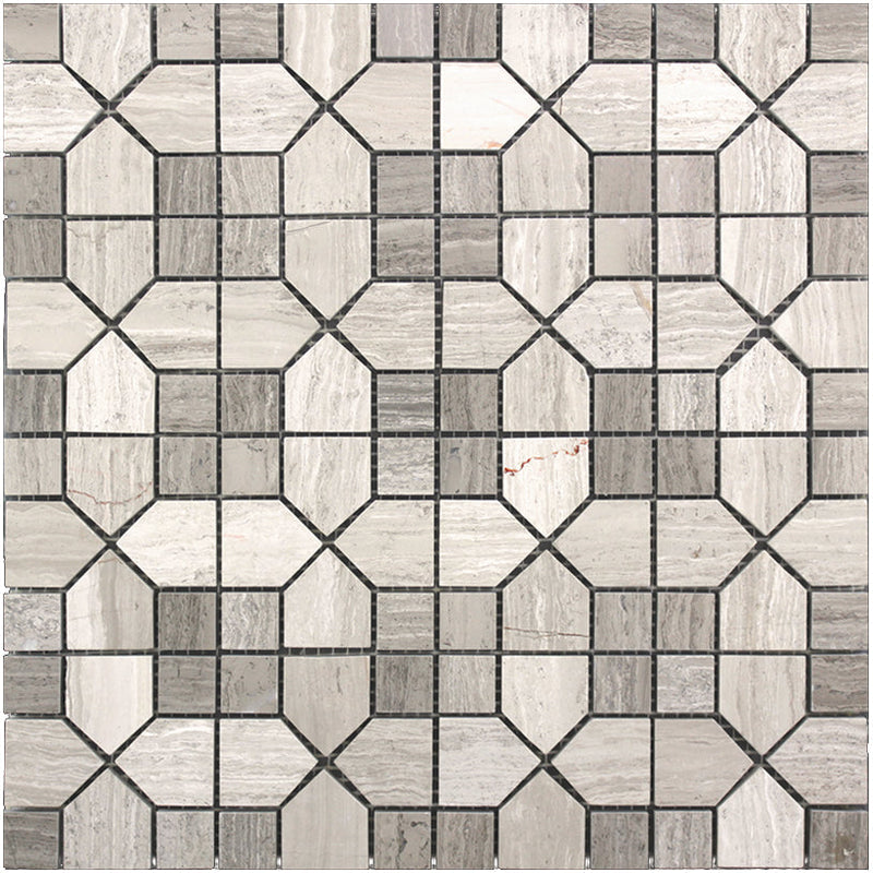 Savannah Savannah Square Wooden Gray Mosaic Tile.