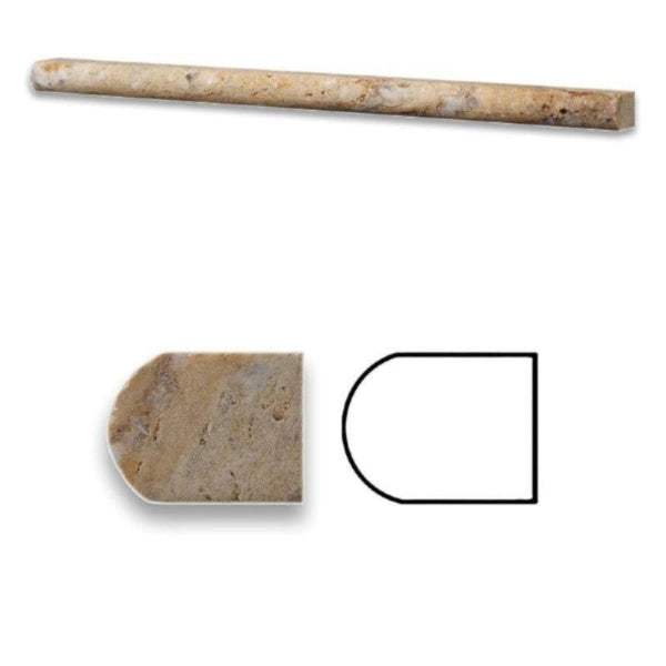 Scabos Travertine 1/2x12 Honed Pencil Liner.