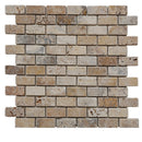 Scabos Travertine 1x2 Tumbled Mosaic Tile.