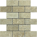 Seagrass Limestone 2x4 Tumbled Mosaic Tile.