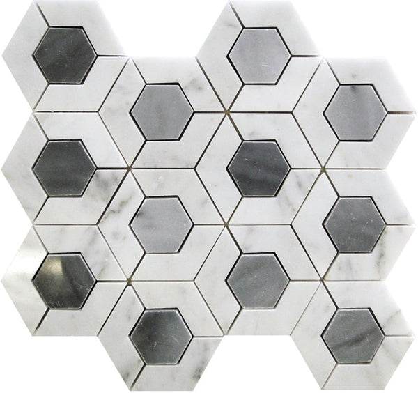 Seattle Heights Bardiglio Nuvolato / Bianco Carrara Mosaic Tile.