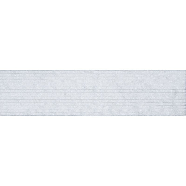 Secil White Marble 6x24 Combed Brushed Ledger Panel.